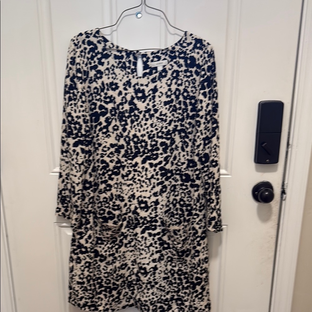 J. Crew Black and Cream Long Sleeve Dress